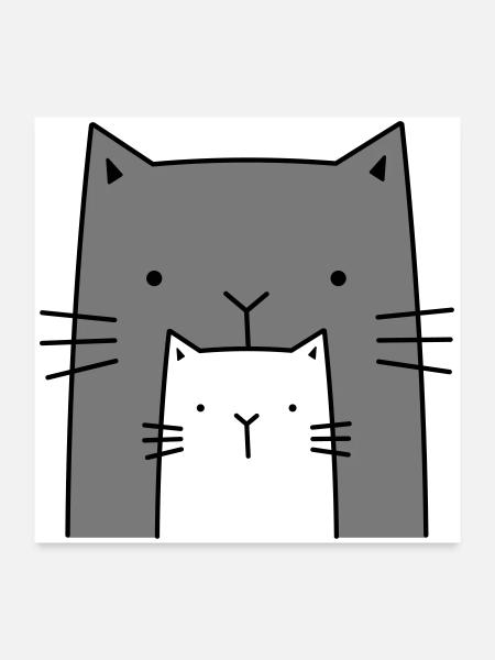 two cats - big and small cat - Poster 24" x 24" (60x60 cm) - white - Front