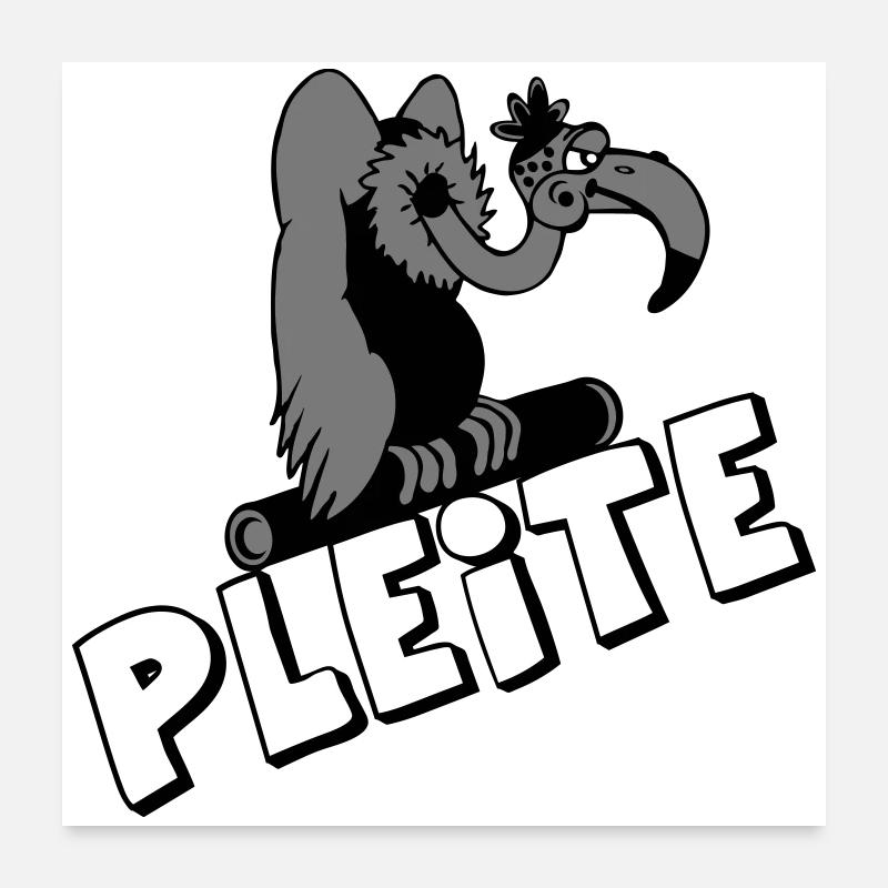 Plesiosaur Pleite Cartoon - Poster 60x60 cm - Weiß
