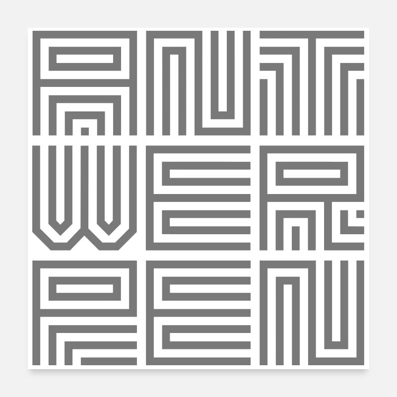 Antwerpen - Poster 60x60 cm - Weiß