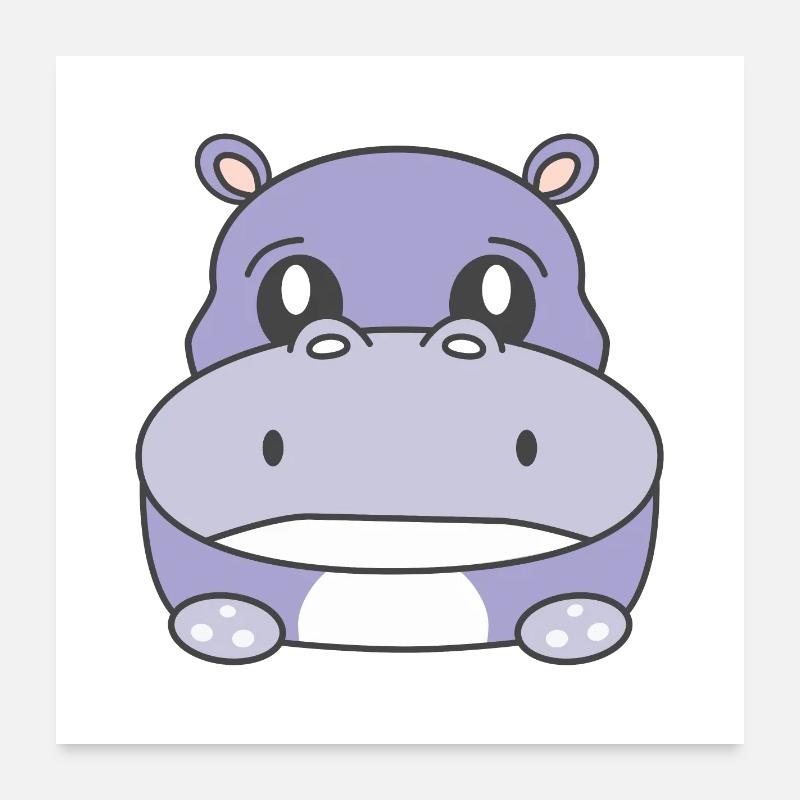 Hippo Triste Poster 60 x 60 cm