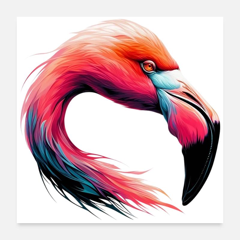 Flamingo - Poster 60x60 cm - Weiß