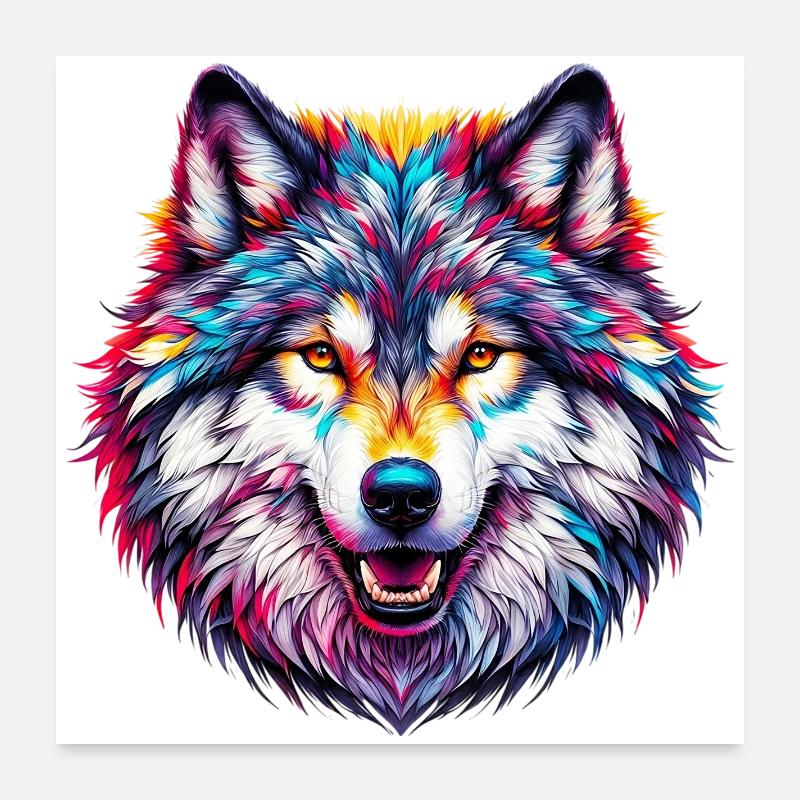 Wolf - Poster 60x60 cm - Weiß