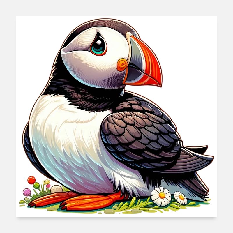 Puffin - Poster 24" x 24" (60x60 cm) - white