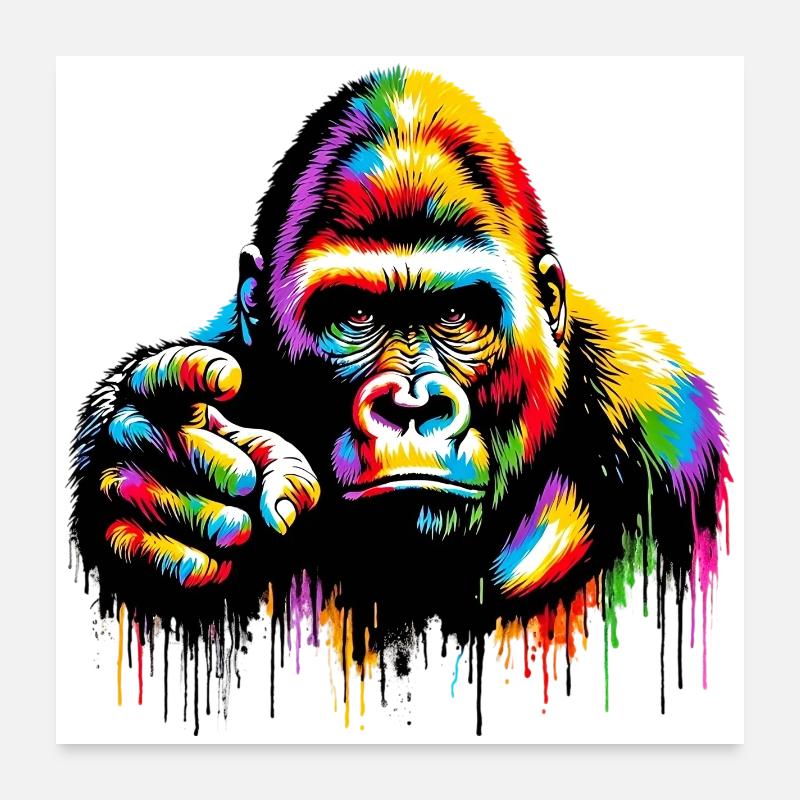 Gorille - Poster 60 x 60 cm - blanc