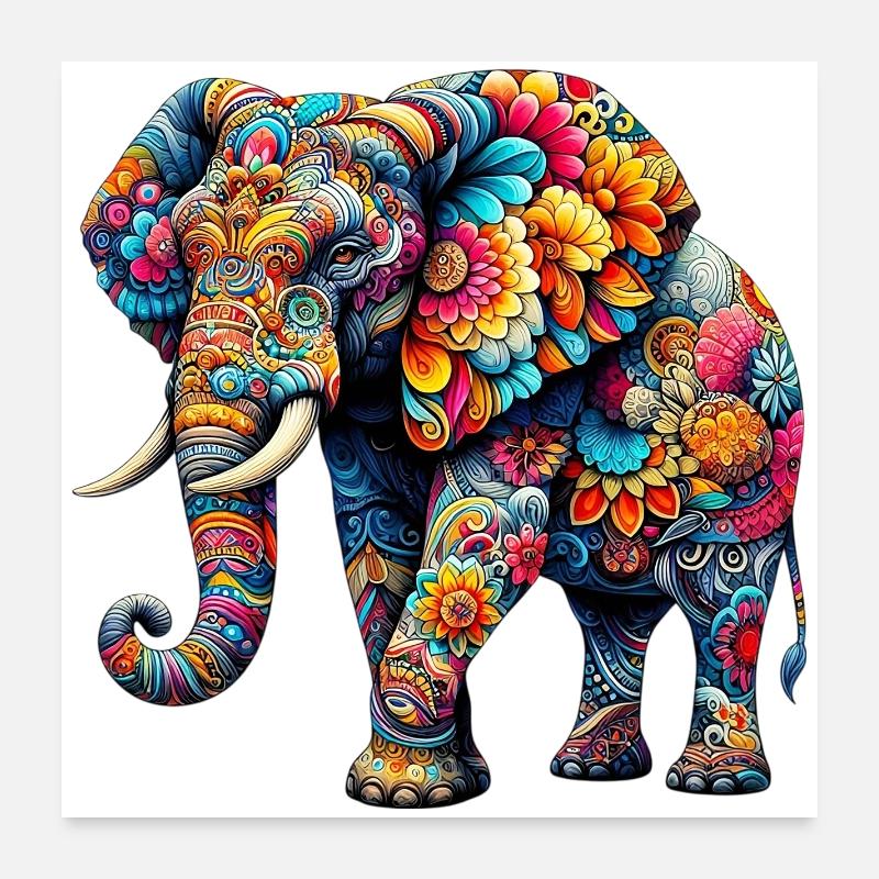 Éléphant Poster 60 x 60 cm