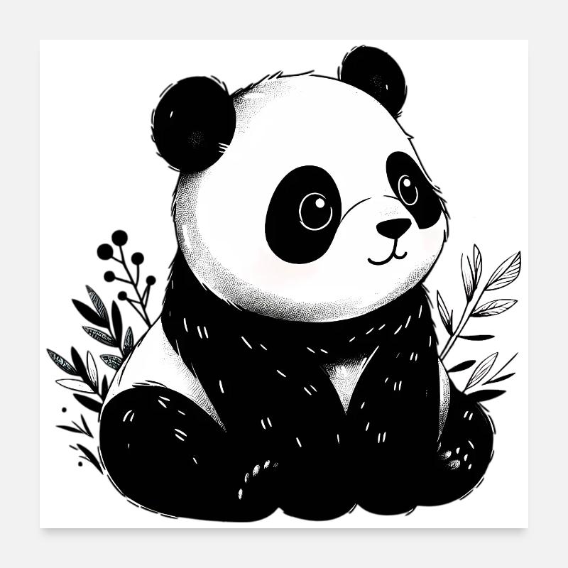 Panda - Poster 60x60 cm - Weiß