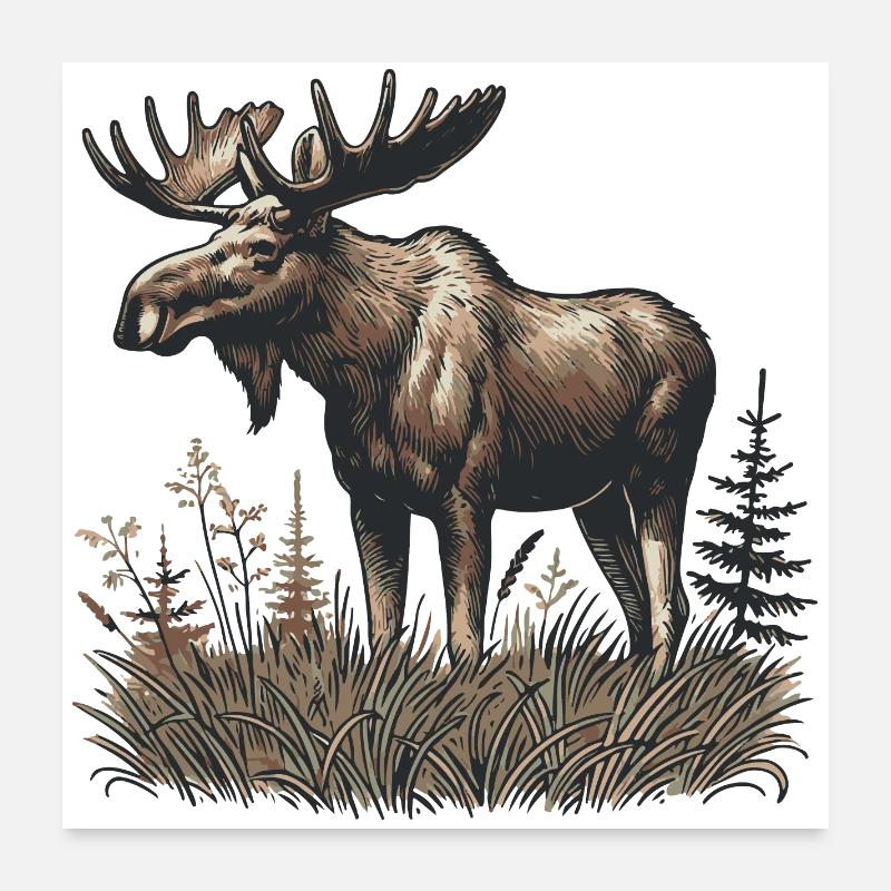 Elk Poster 24" x 24" (60x60 cm)