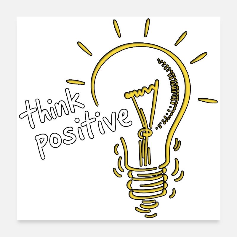 Positiv denken - Poster 60x60 cm - Weiß