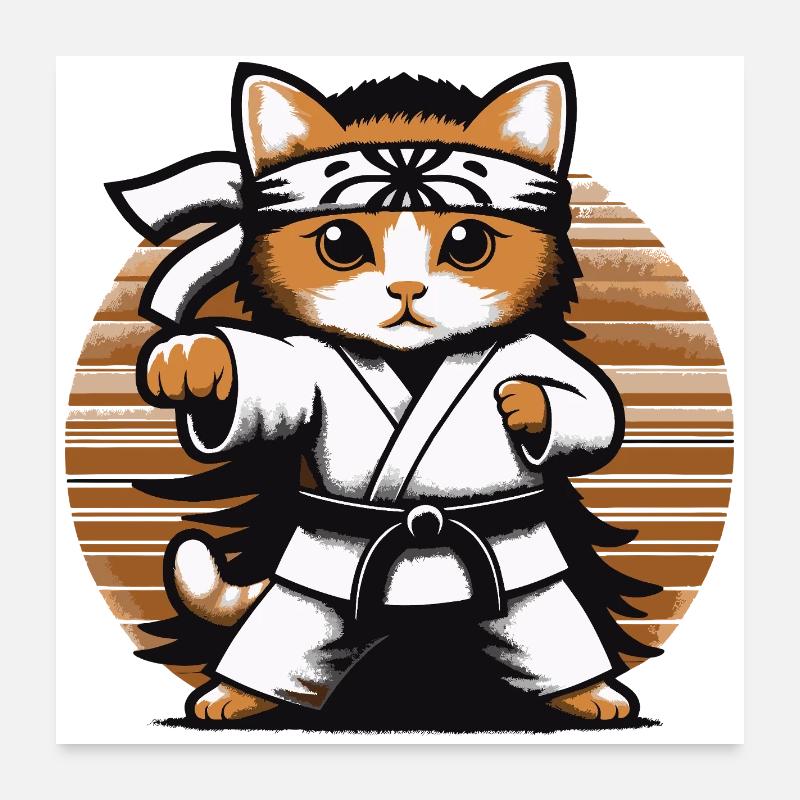 Conception du Dojo de Karaté Chat Kawaii Poster 60 x 60 cm