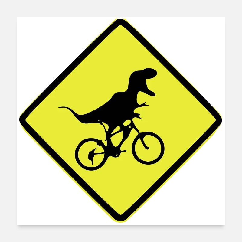 Signal de vélo T-Rex illustré Poster 60 x 60 cm
