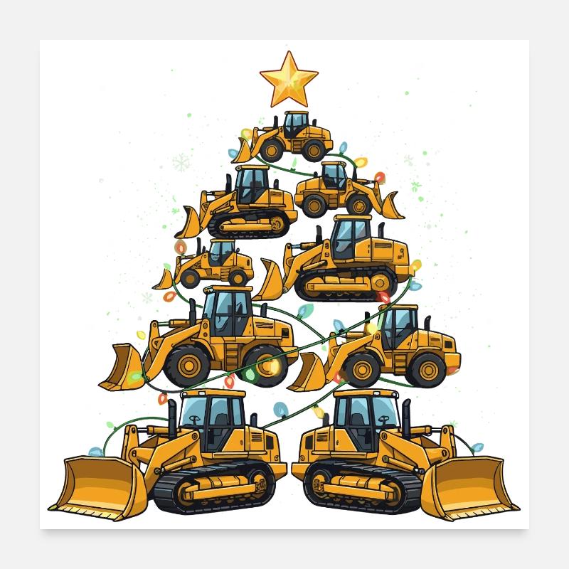 Funny Bulldozer Christmas Tree Gift Poster 24" x 24" (60x60 cm)