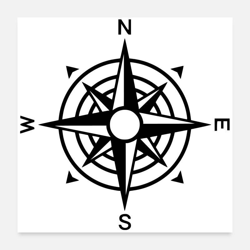 Compass Wind Rose Navigation Poster 24" x 24" (60x60 cm)