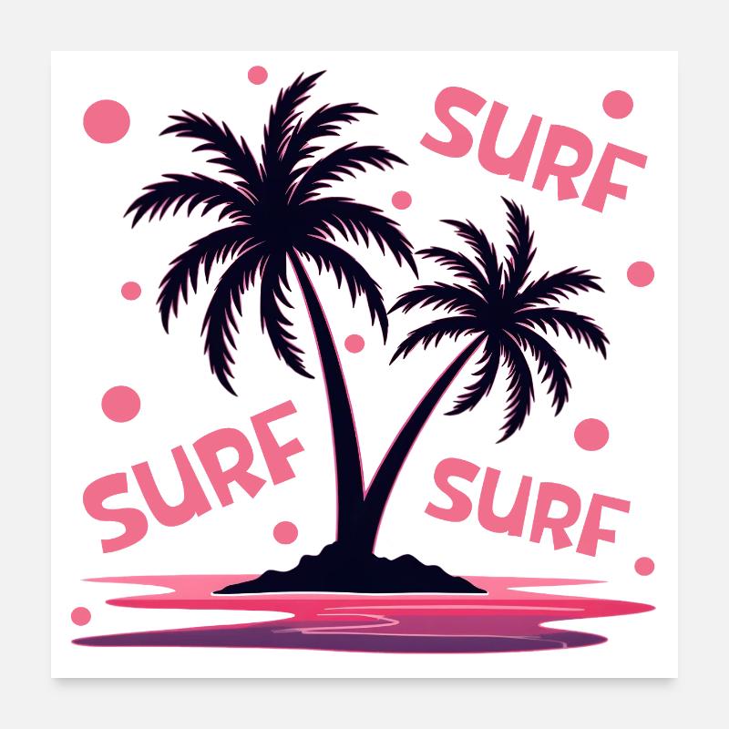 Surfing Palm Trees Poster 24" x 24" (60x60 cm)