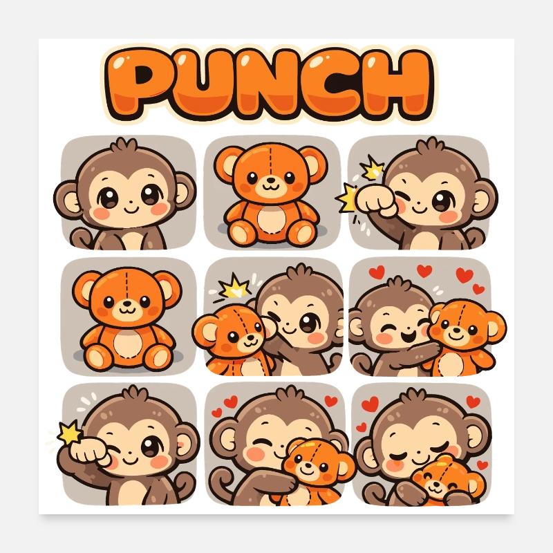 Cadeau de poing de poing de bébé singe mignon Poster 60 x 60 cm