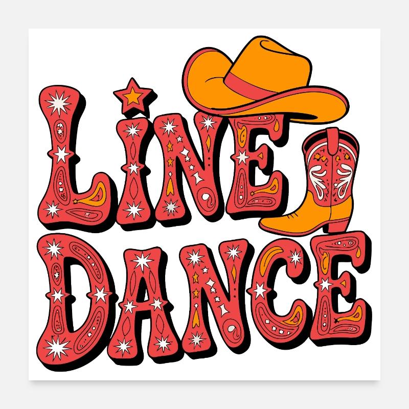 Flair western de danse en ligne Poster 60 x 60 cm