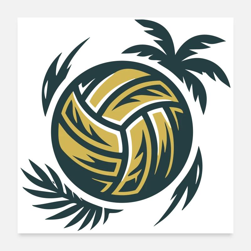 Beach Volleyball Wave Sunset Tournament Poster 24" x 24" (60x60 cm)