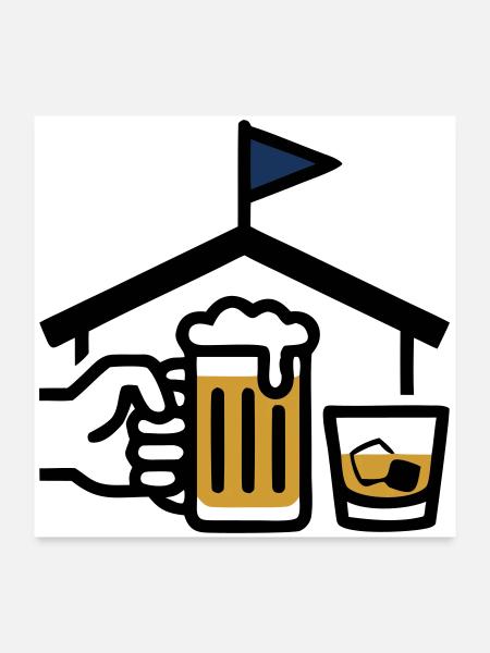 Hole 19 Clubhouse Beer Golf Club Men's Excursion - Poster 24" x 24" (60x60 cm) - white - Front