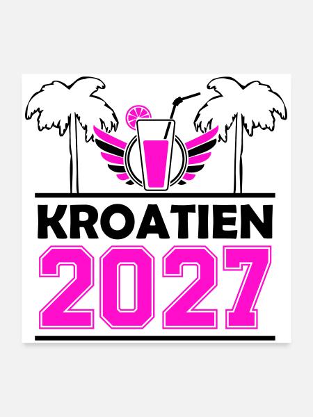 2027 Kroatien - Poster 60x60 cm - Weiß - Vorne