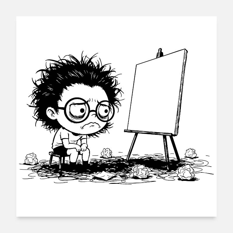 Artist Creative Blocking Empty Canvas Manga Poster 24" x 24" (60x60 cm)
