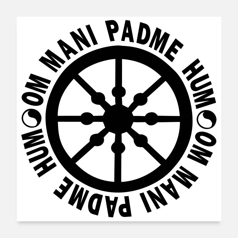 Roue de la vie avec mantra "om mani padme hum" Poster 60 x 60 cm