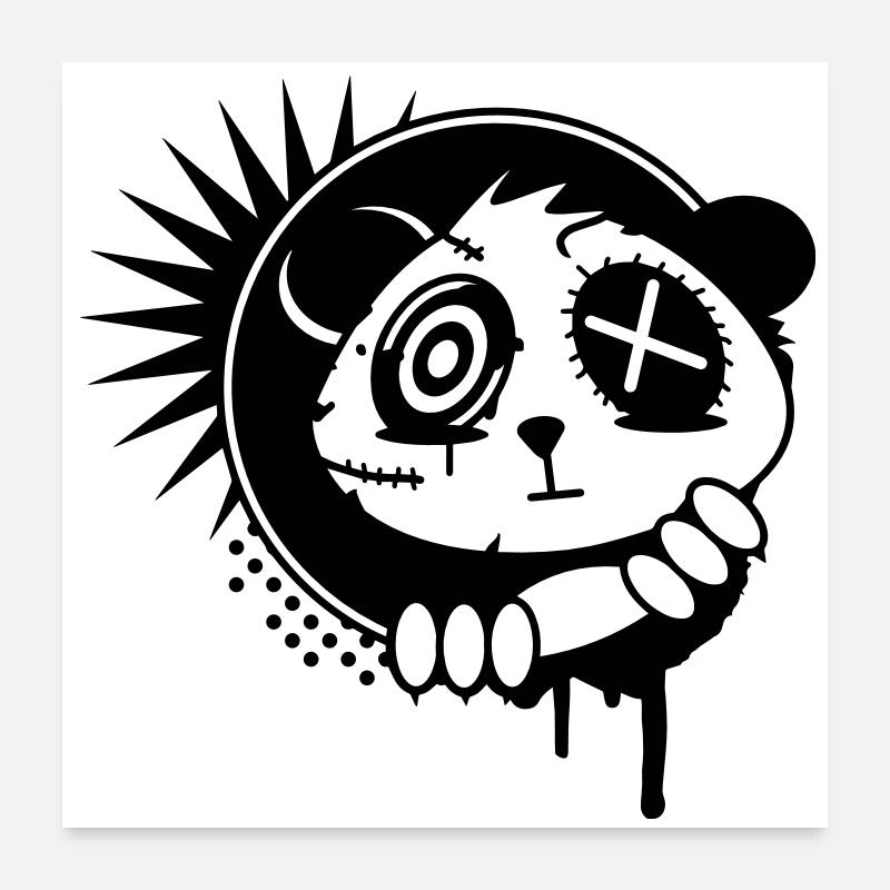 Un autocollant avec la tête d'ours panda Poster 60 x 60 cm