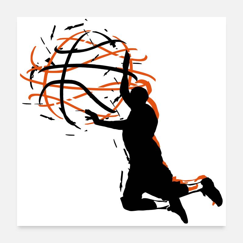 basketball - Poster 60 x 60 cm - blanc