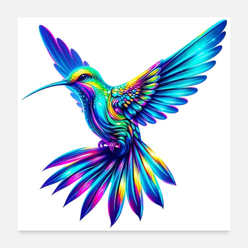 Kolibri - Poster 60x60 cm - Weiß