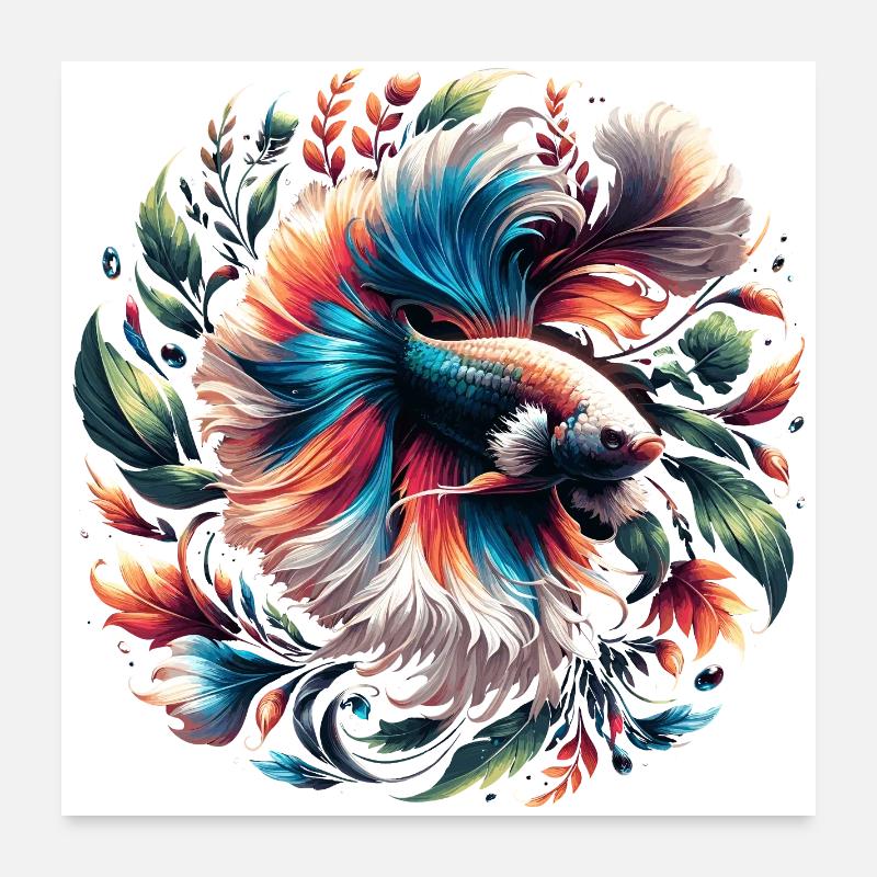 Siamesische Kampffisch, Betta splendens, Bettafan Poster 60x60 cm