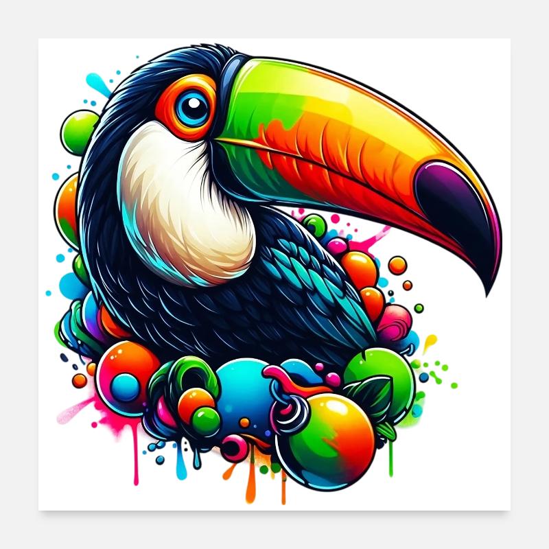 Toucan - Poster 60 x 60 cm - blanc