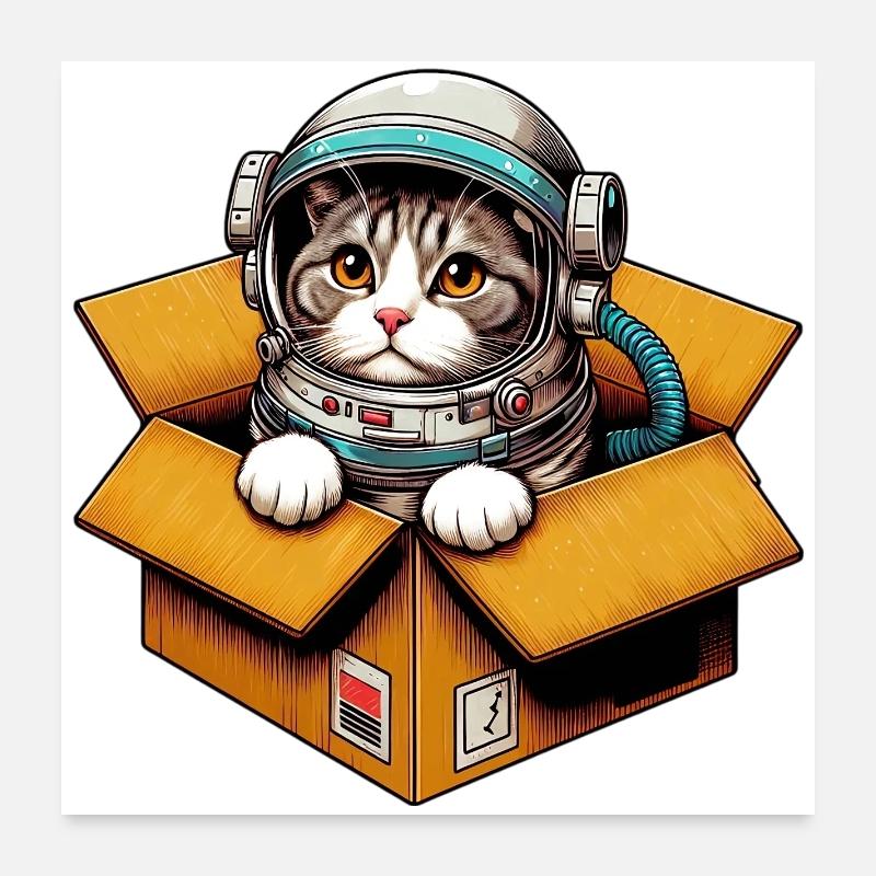 Astronaut Katze Poster 60x60 cm