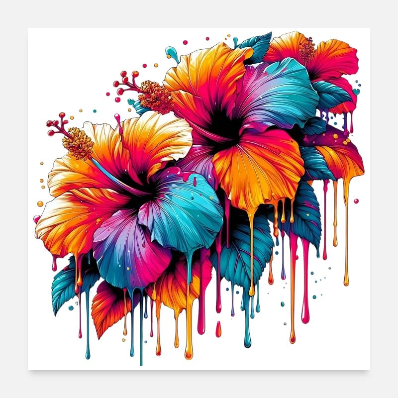Fleurs d’hibiscus Poster 60 x 60 cm