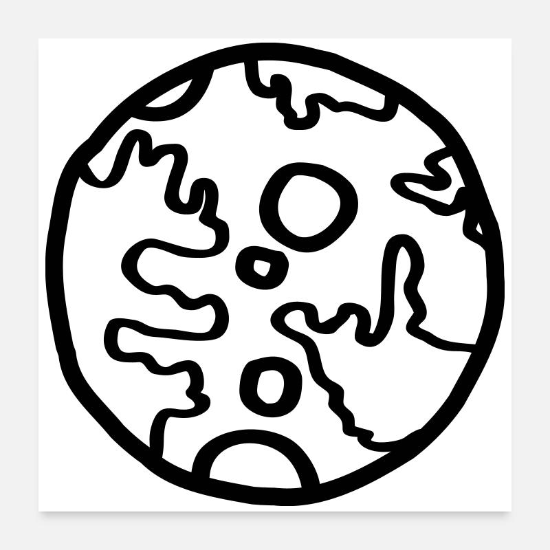 Planète Space Doodle Simple Poster 60 x 60 cm