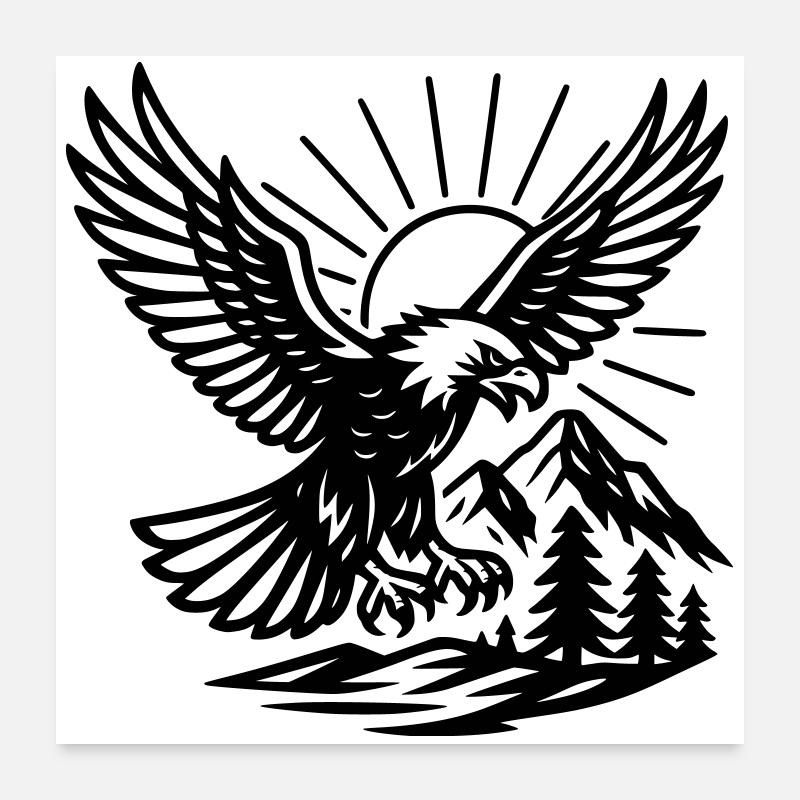 Aigle dans la nature - Poster 60 x 60 cm - blanc