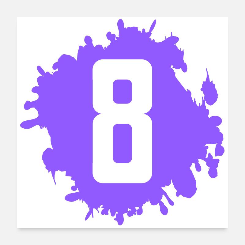 Touche de couleur violette avec le chiffre 8 Poster 60 x 60 cm