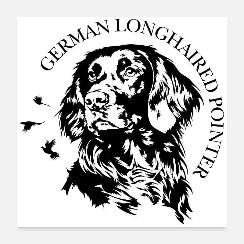 German Longhaired Pointer Jagdhunde Hunde Wilsigns Poster 60x60 cm