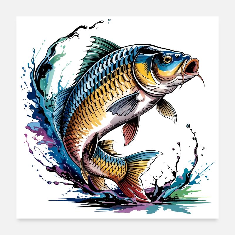 Colorful carp Poster 24" x 24" (60x60 cm)