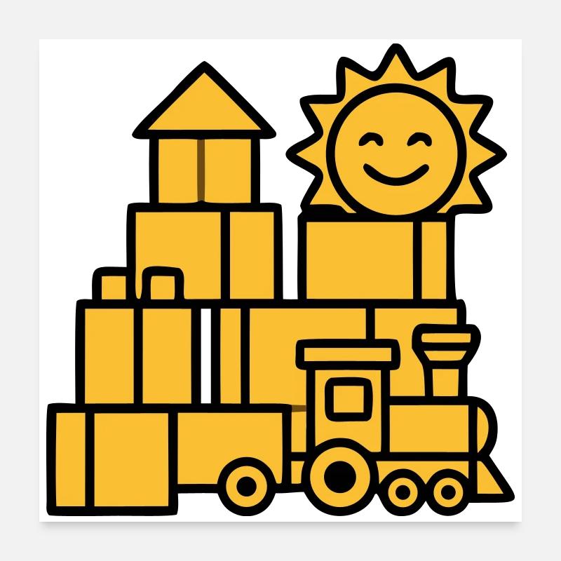 Jouets ferroviaires Blocs de construction Poster 60 x 60 cm