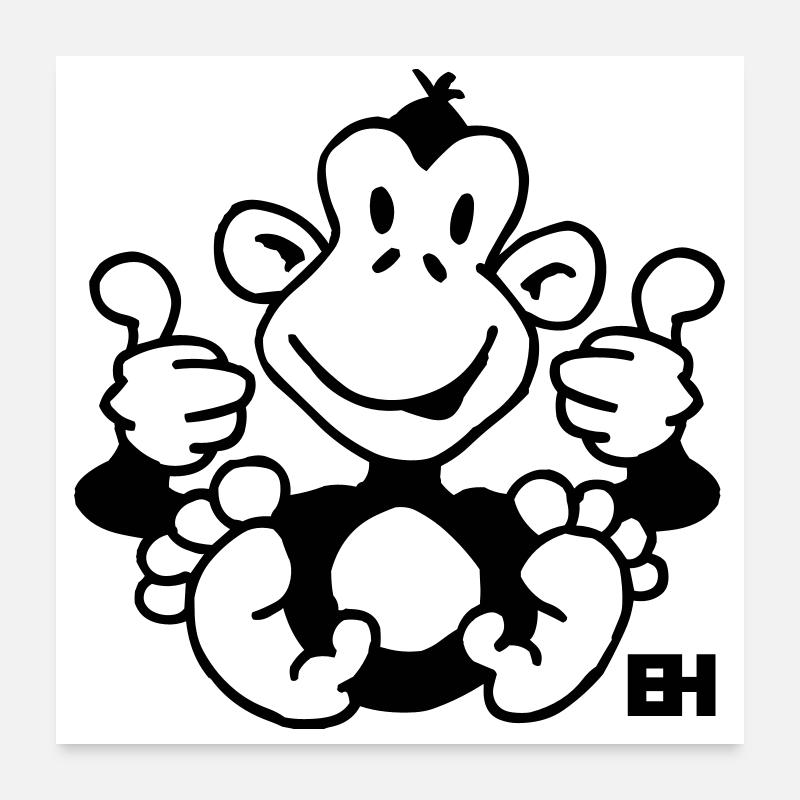 Thumbs Up Monkey Design Poster 24" x 24" (60x60 cm)