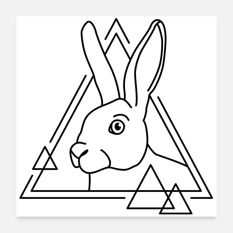 Lapin en forme géométrique - conception d’art au trait Poster 60 x 60 cm