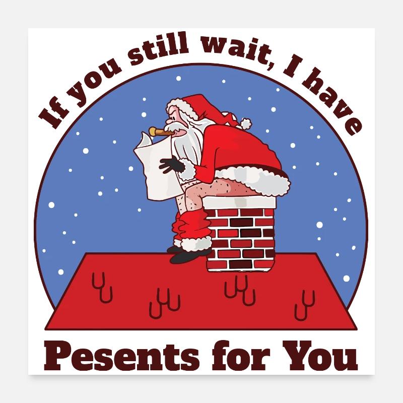 Père Noël faisant caca Poster 60 x 60 cm