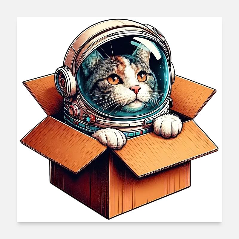 Astronaut Cat Poster 24" x 24" (60x60 cm)