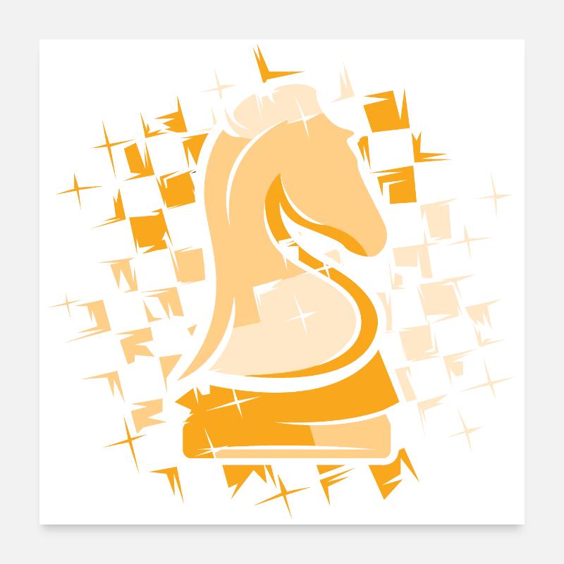 Chess Knight Couleurs Chess Pattern Illustration Poster 60 x 60 cm