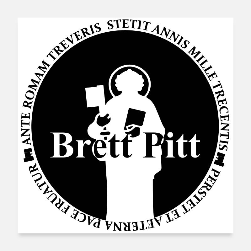 BrettPitt - Poster 60x60 cm - Weiß