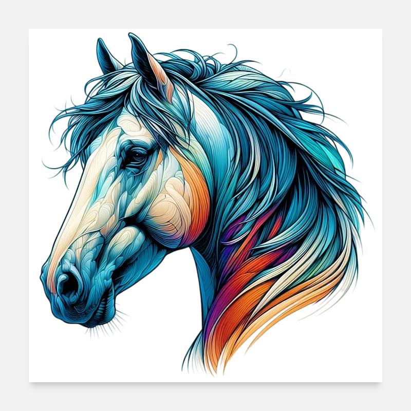 Cheval - Poster 60 x 60 cm - blanc