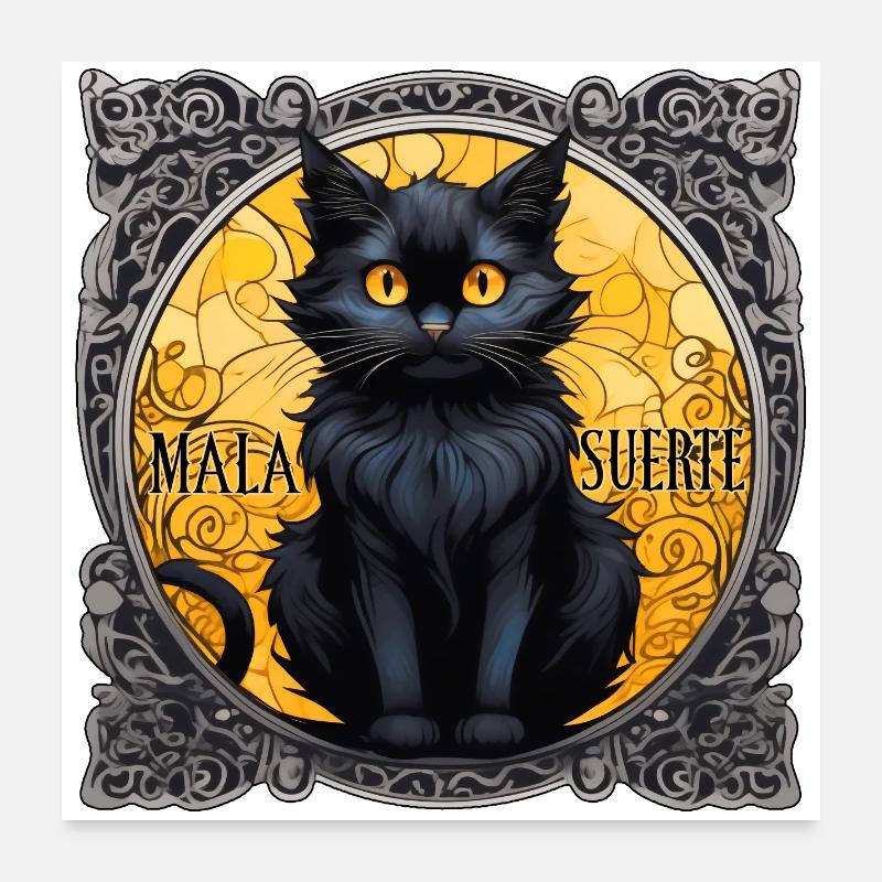 Black Cat Mala Suerte Poster 24" x 24" (60x60 cm)