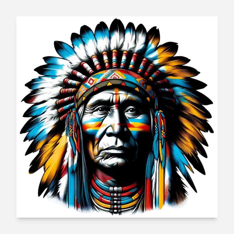 Amérindien Américain Poster 60 x 60 cm