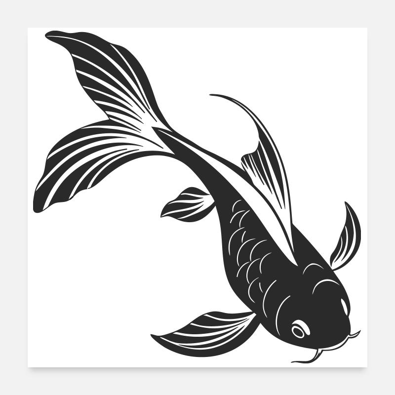 Conception élégante de silhouette de poisson Poster 60 x 60 cm