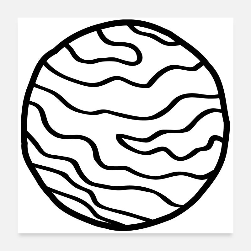 Planet Simple Space Doodle Poster 24" x 24" (60x60 cm)