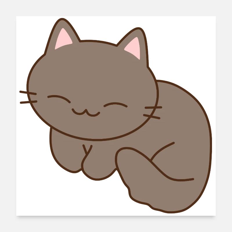 Mignon chat souriant illustration Poster 60 x 60 cm