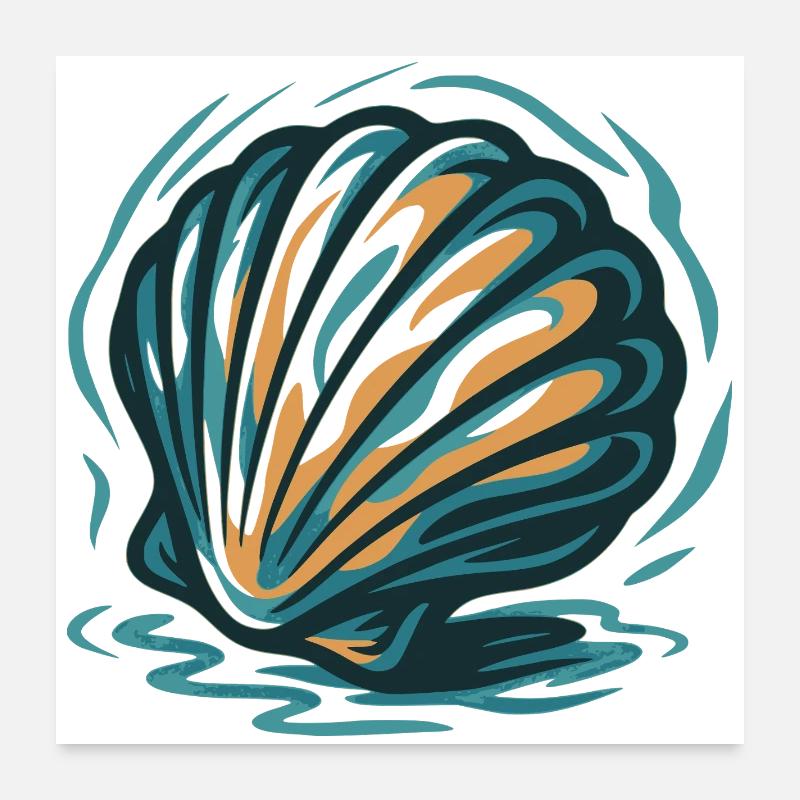 Coquillage aux couleurs des vagues Poster 60 x 60 cm